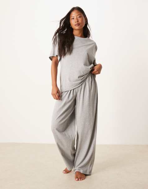 ASOS DESIGN cotton oversized pyjamas in grey - view 1