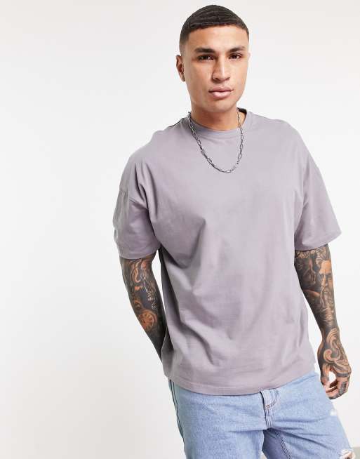 ASOS DESIGN cotton oversized t-shirt with crew neck in gray | ASOS