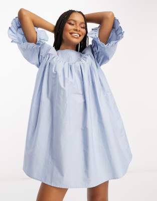 white christmas dresses ASOS DESIGN Boucle Mini Smock Shirt Dress With Pephem In Pink