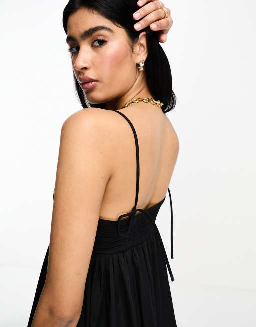 asos black babydoll dress Diaz Bow Back Babydoll Mini Dress Black