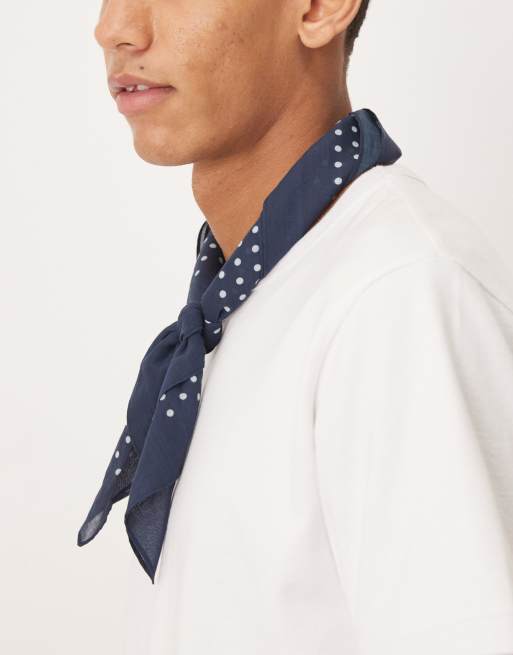 ASOS DESIGN cotton polka dot bandana in navy , 3 of 3