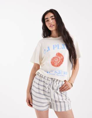ASOS DESIGN cotton poplin boxer short with contrast stripe direction - view 1