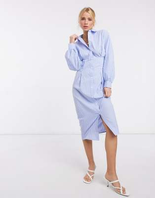 asos blue and white striped dress