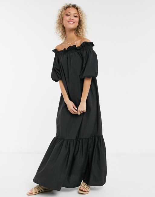 Black off store the shoulder maxi