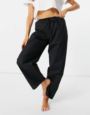 black cotton pajama bottoms