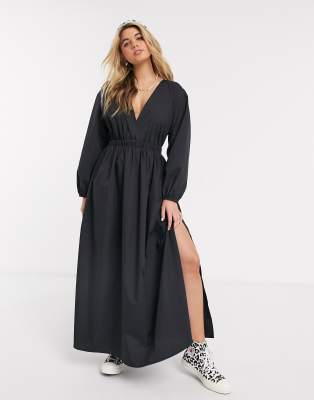 plunge wrap maxi dress