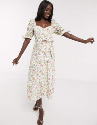 cotton floral midi dress