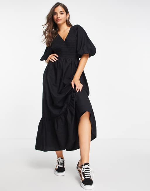 Black Cotton Maxi Dress