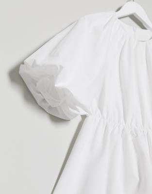 topshop poplin smock mini dress in white