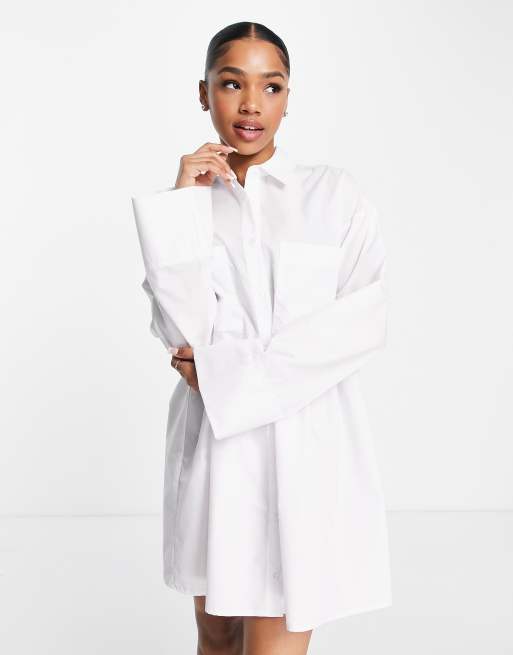 ASOS DESIGN cotton poplin smock shirt dress with double pocket