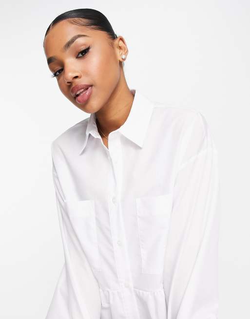 ASOS DESIGN cotton poplin smock shirt dress with double pocket | ASOS