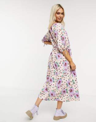 bright floral midi dress