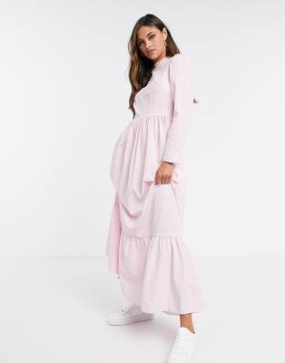 light pink maxi dress long sleeve