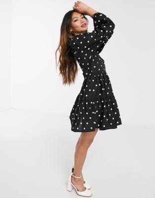 asos brown polka dot dress