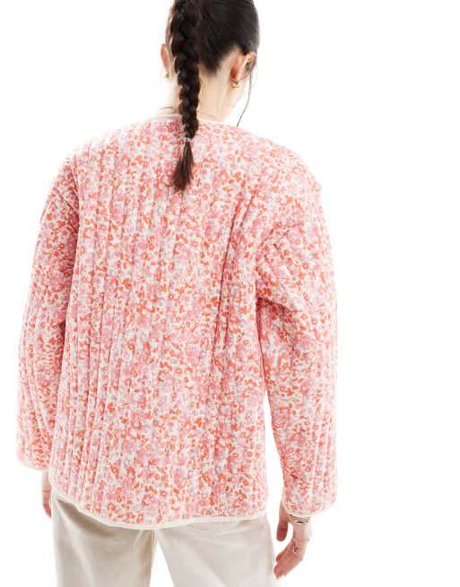 ASOS DESIGN cotton quilted jacket in ditsy floral print ASOS