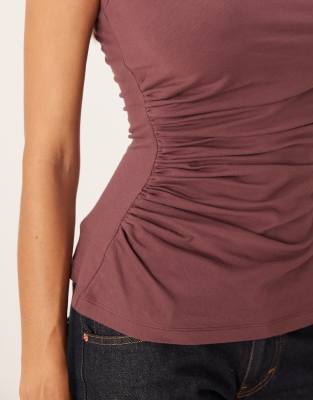 Asos Design Cotton Ruched Tank Top In Red