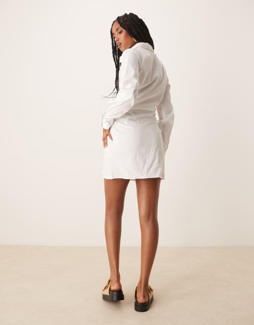 flared white mini dress White Taffeta Flared Mini Dress – self-portrait-US main image 0