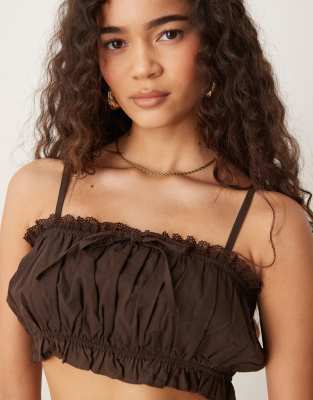 Asos Design Cotton Ruffle Prairie Crop Top