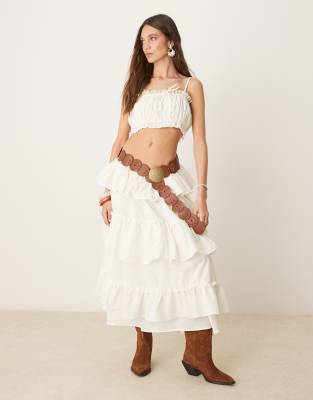 Asos Design Cotton Ruffle Prairie Crop Top