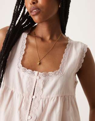 Asos Design Cotton Ruffle Trim Detail Cami Top In White