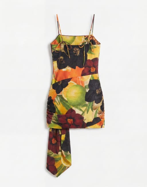 ASOS DESIGN cotton sarong wrap mini dress vintage floral print, 6 of 7