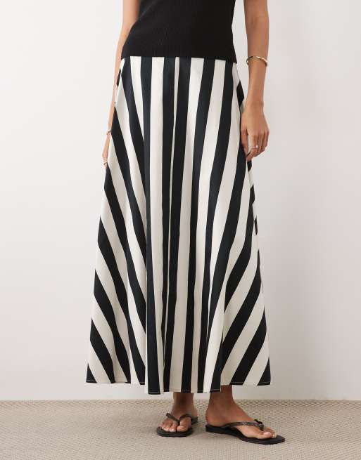 ASOS DESIGN cotton sateen volume circle skirt in stripe, 2 of 5