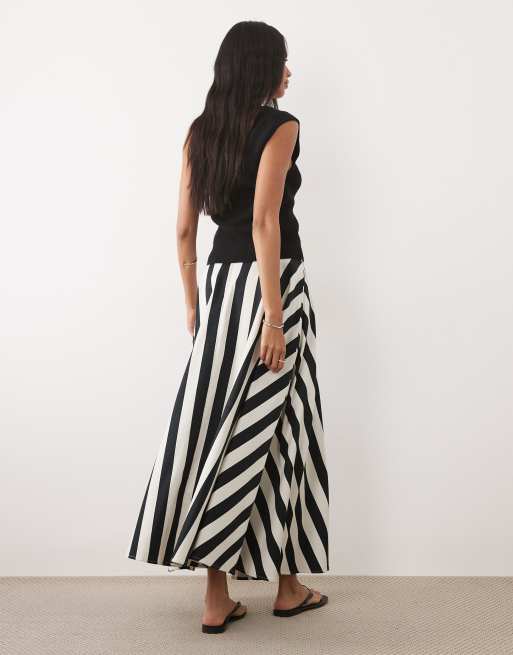 ASOS DESIGN cotton sateen volume circle skirt in stripe, 4 of 5
