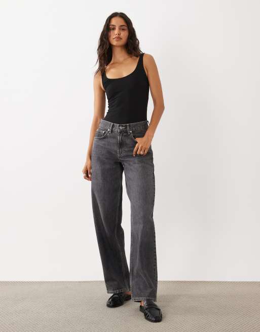 ASOS DESIGN cotton scoop body in black, 2 of 4