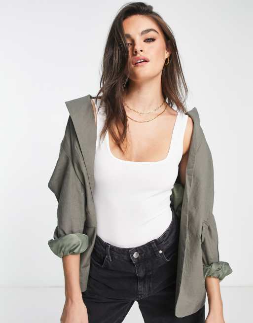 ASOS DESIGN cotton scoop neck tank top bodysuit in white ASOS