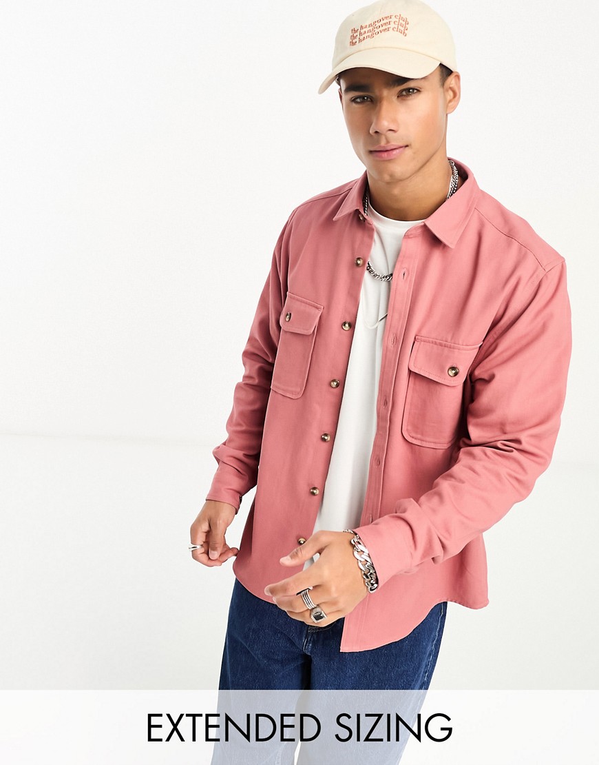 ASOS DESIGN cotton shacket in dusty pink