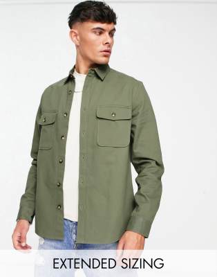 ASOS DESIGN cotton shacket in khaki | ASOS