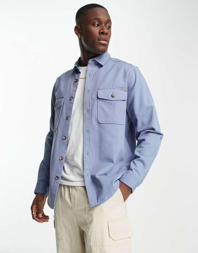 ASOS DESIGN cotton shacket in light blue