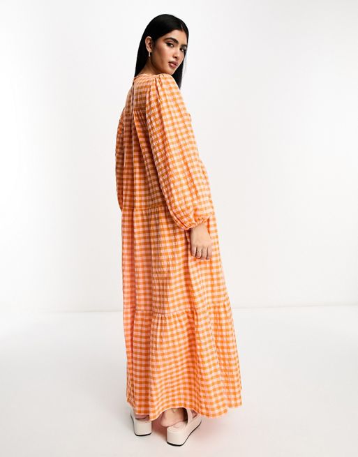 Orange - Silk Blend Maxi Shirt Dress