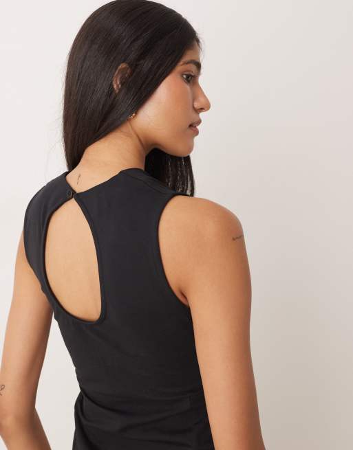 ASOS DESIGN cotton sleeveless midi dress in black