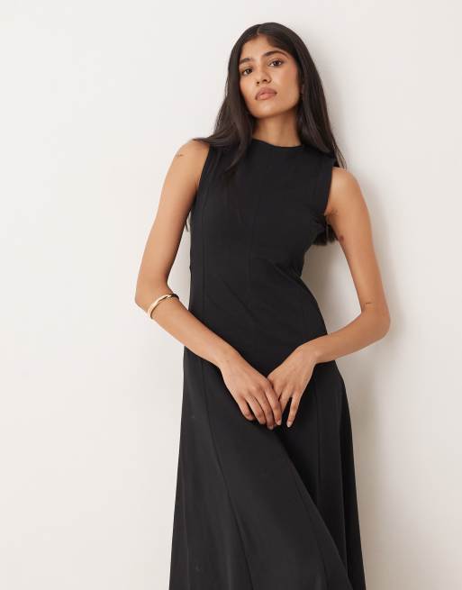 ASOS DESIGN cotton sleeveless midi dress in black