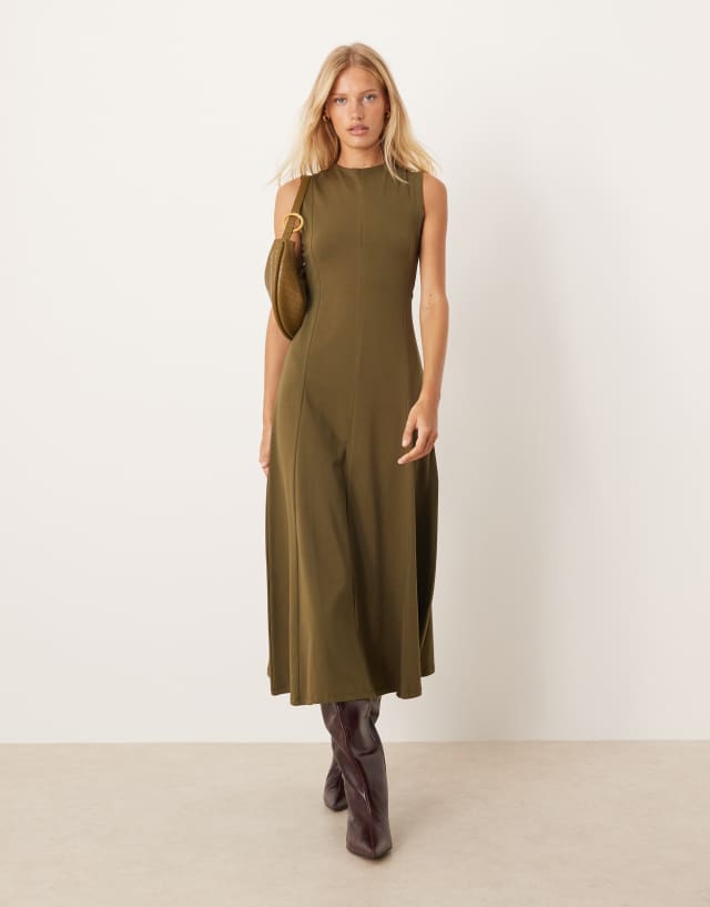 asos cotton midi dress Design - - Women - Cotton/Spandex - 12 US DVF WRAP DRESS | Asos design cotton sleeveless midi it provides breathability and Color:Navy Plaid Stylish Dresses for Women India