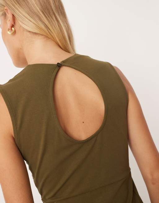 ASOS DESIGN cotton sleeveless midi dress in olive