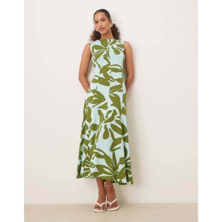 slim fit dress slacks Asos Edition Floral Embroidered Organza Midi Dress In Steel Blue