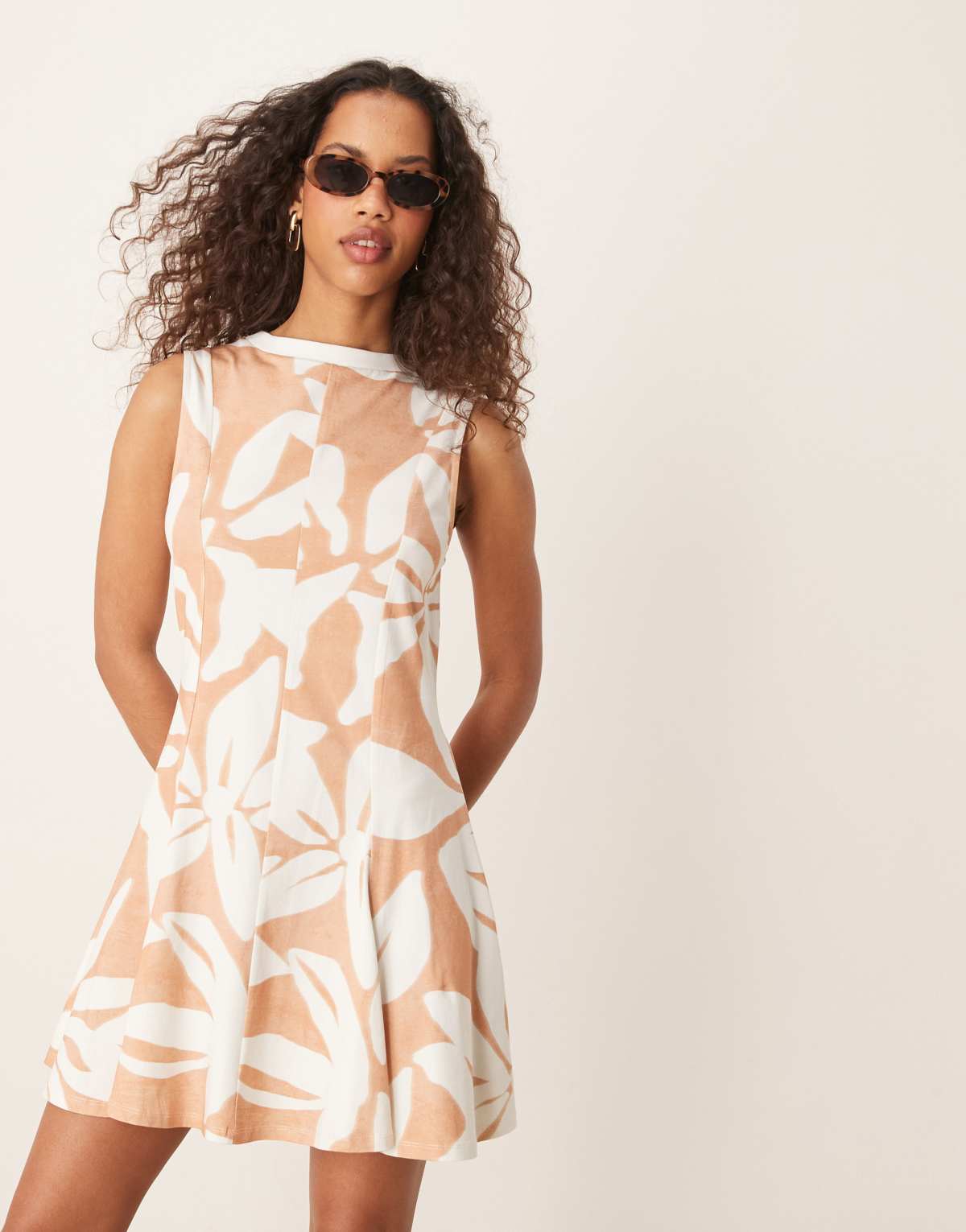 ASOS Design cotton sleeveless midi sundress in pink and white oversized floral print