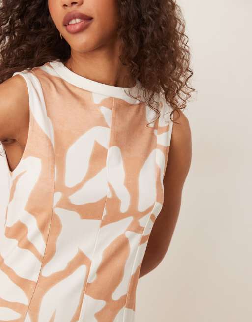 ASOS DESIGN cotton sleeveless midi sundress in pink and white oversized floral print