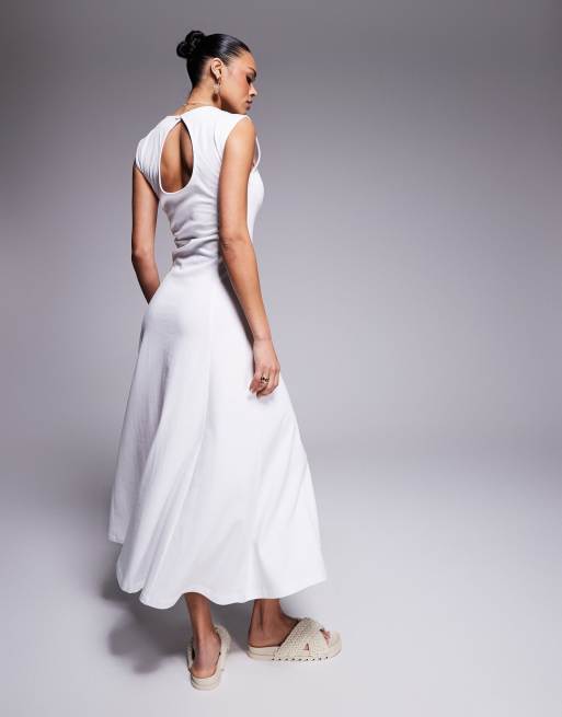 ASOS DESIGN - Robe d'été mi-longue sans manches en coton - Blanc
