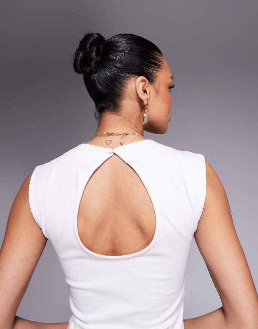 ASOS DESIGN - Robe d'été mi-longue sans manches en coton - Blanc