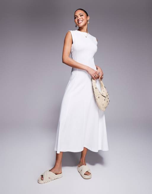 ASOS DESIGN - Robe d'été mi-longue sans manches en coton - Blanc