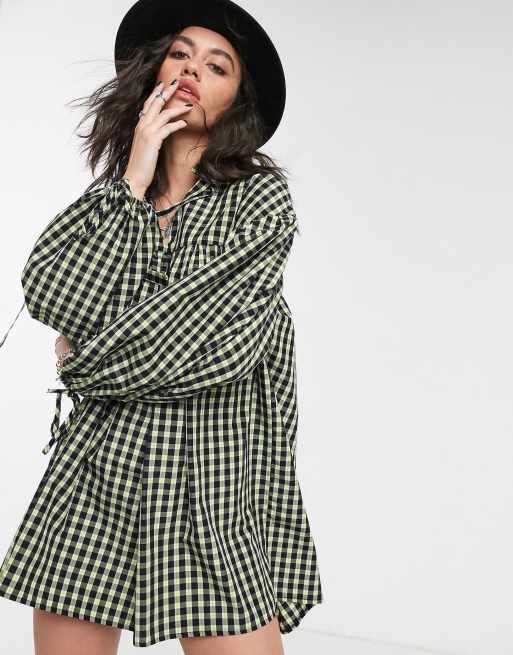 cotton mini smock shirt dress