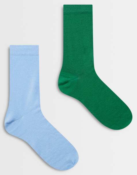 ASOS DESIGN cotton socks in blue and green - view 1