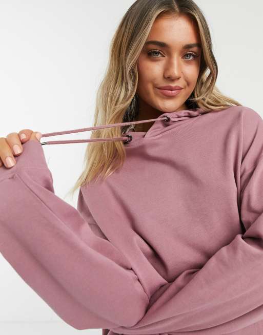 ASOS DESIGN cotton super oversized boyfriend hoodie in mauve PURPLE