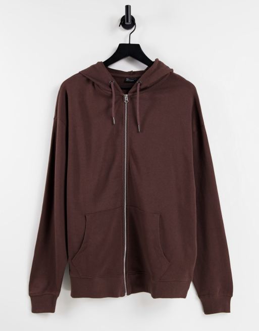 brown zip up hoodie asos