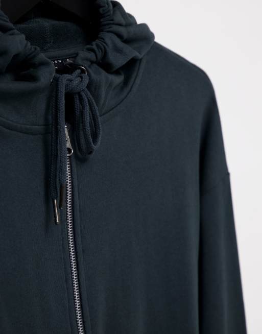 ASOS DESIGN cotton super oversized zip through hoodie in charcoal