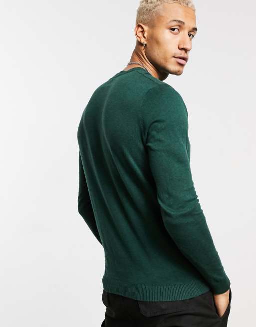 ASOS DESIGN cotton sweater in forest green ASOS