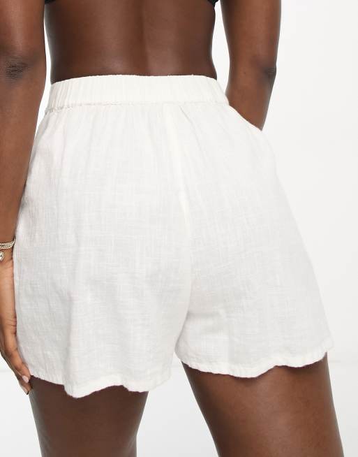 ASOS DESIGN textured beach short in white - part of a set